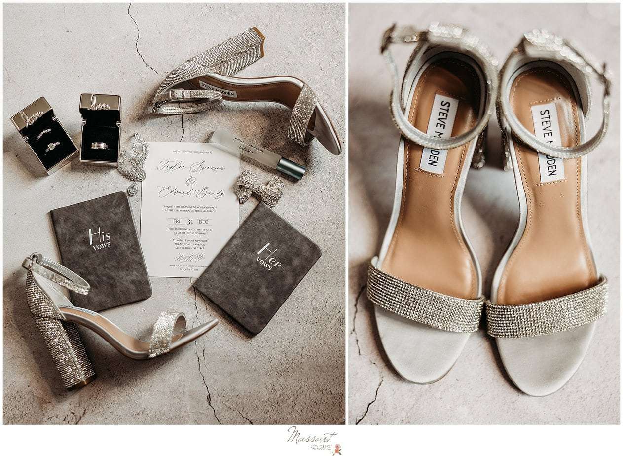 Bride's details and shoes are captured by RI wedding photographer of Massart Photography
