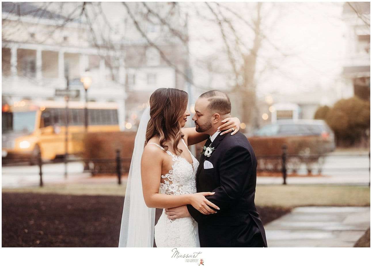 Massart Photography takes a romantic picture of a couple for their Newport, RI wedding