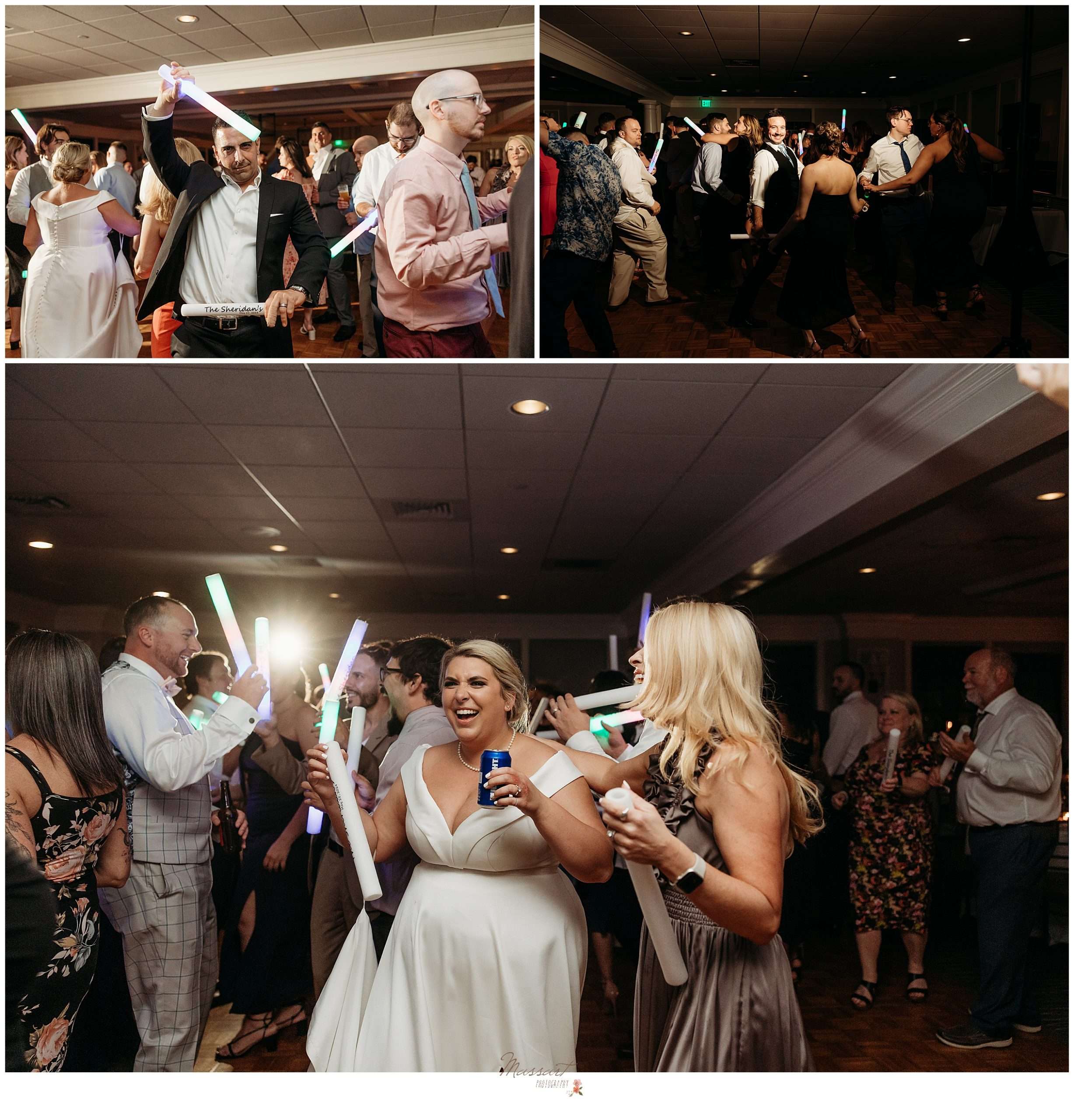 bride dances with family during Harbor Lights wedding reception
